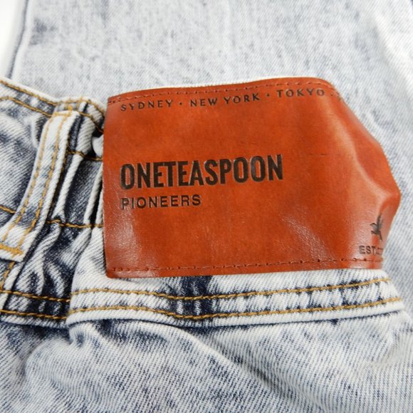 ONE TEASPOON Pioneer JEANS Size 26 High Waist Ripped Nonstretch Acid-washed NEW - Picture 7 of 10